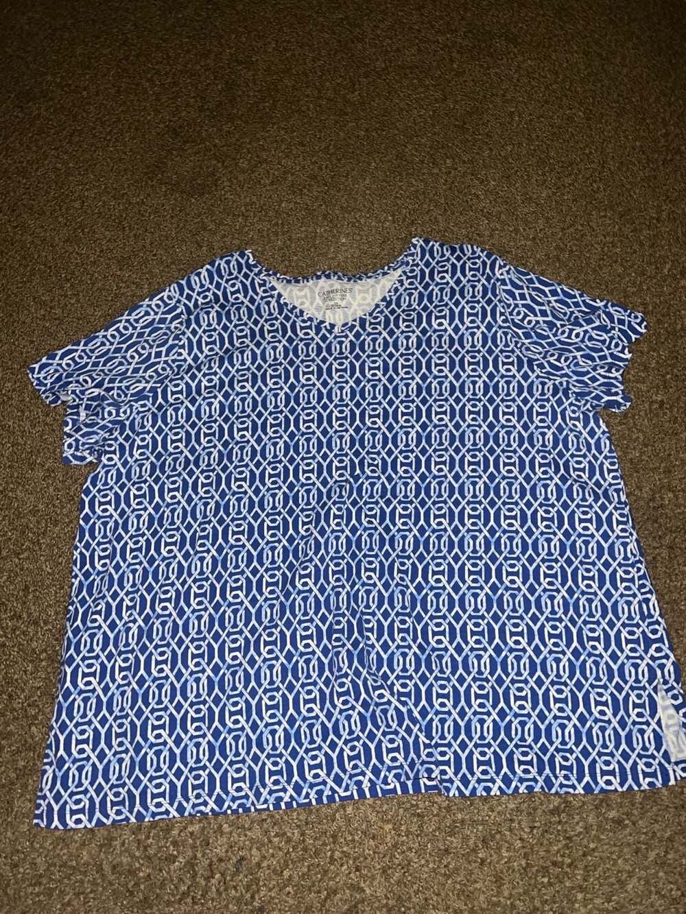 Catherines Easy Fit Tees Collection Geometric Print V-Neck T-Shirt 2X 22/24W